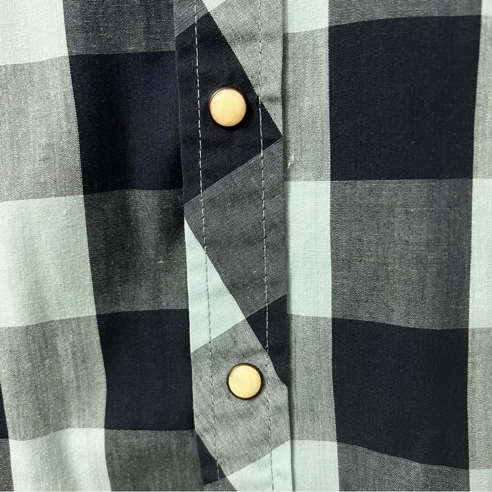 Levi’s Button Up Shirt Men S Western Pearl Snap Blue Plaid Cotton Cowboy Rodeo